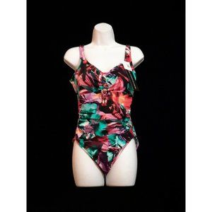 NWT Vanishing Act by Magic Brands Size 12 Floral One Piece Swimsuit